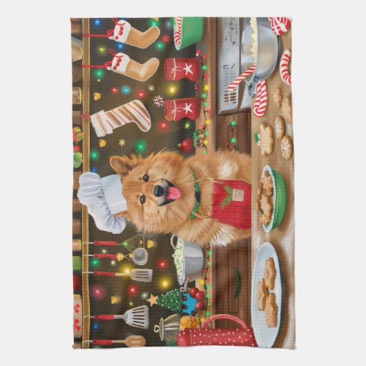 Finse Spitz Vakantie Bakken: Feestelijke Kerstmis Theedoek (Verticaal)