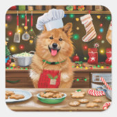 Finse Spitz Vakantie Bakken: Feestelijke Kerstmis Vierkante Sticker (Voorkant)
