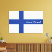 Finse vlag aangepaste tekst canvas afdrukken (Insitu (Woonkamer))