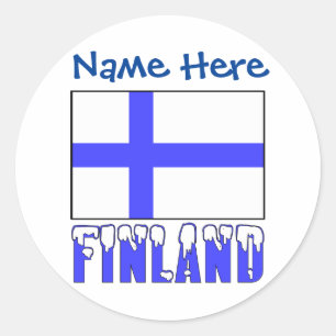 Finse Vlag en Finland Blauw Personalisatie Ronde Sticker