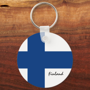 Finse vlag en Finse vakantie, reizen/sport Sleutelhanger