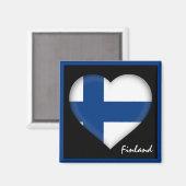 Finse vlag en hart, Finse feestdag/sport Magneet (Voorkant / Achterkant)