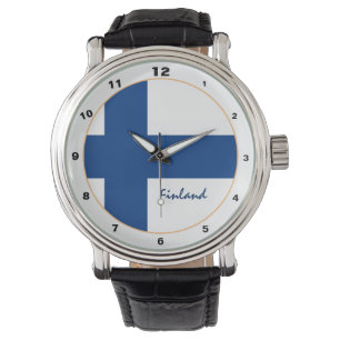 Finse vlag & Finland trendy mode / design Horloge