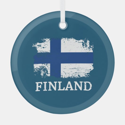 Finse vlag glas ornament (Voorkant)