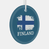 Finse vlag glas ornament (Voorkant Rechts)