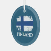 Finse vlag glas ornament (Voorkant links)