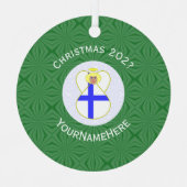 Finse vlag kerstengelennaam Jaar Metalen Ornament (Voorkant)