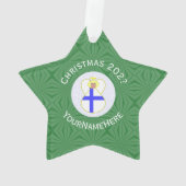 Finse vlag Kerstmis Naam Jaar Star Ornament (achterkant)