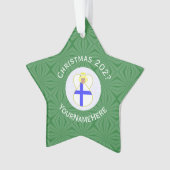 Finse vlag Kerstmis Naam Jaar Star Ornament (voorkant)