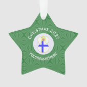 Finse vlag Kerstmis Naam Jaar Star Ornament (voorkant)