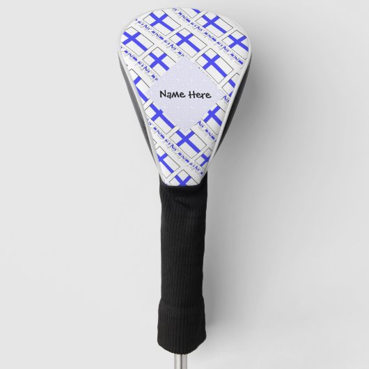 Finse vlag met Jouw naam Golfheadcover (Voorkant)
