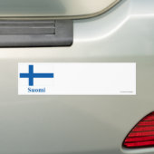 Finse vlag met naam in het Fins Bumpersticker (Op auto)
