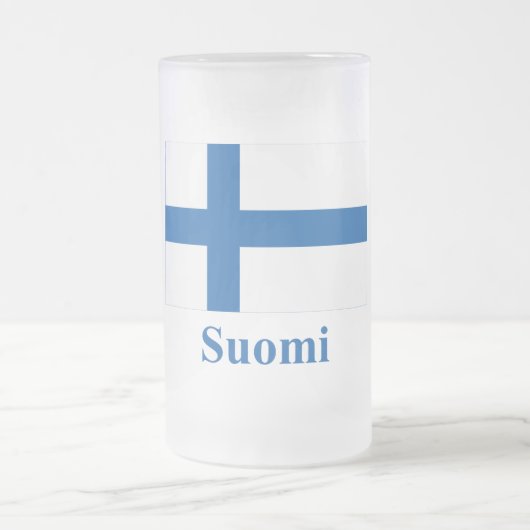 Finse vlag met naam in het Fins Matglas Bierpul (Center)