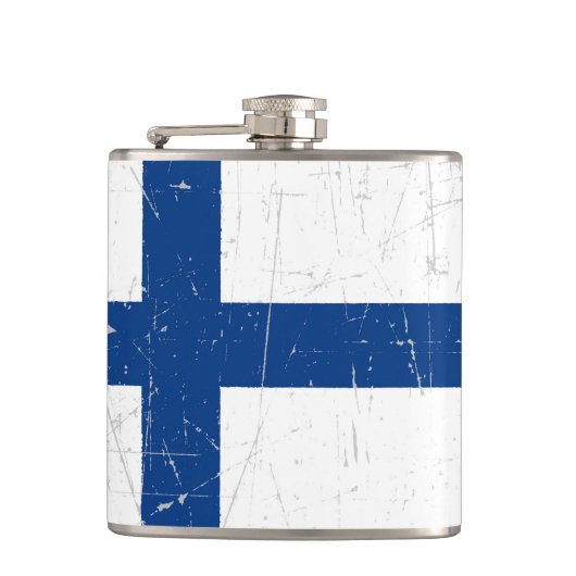 Finse vlag met schuine streep heupfles (Voorkant)