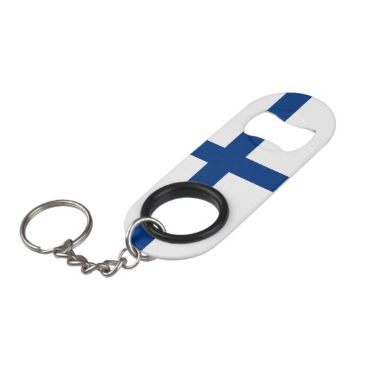 Finse vlag mini flessenopener (Voorkant Gekanteld)