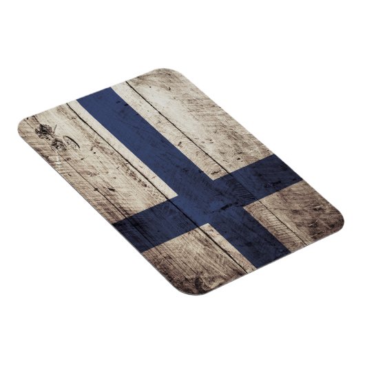 Finse vlag op oude houten korrels magneet (Rechterzijde)