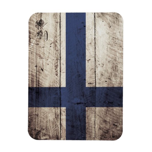 Finse vlag op oude houten korrels magneet (Verticaal)