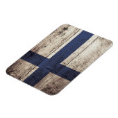 Finse vlag op oude houten korrels magneet (Linkerzijde)