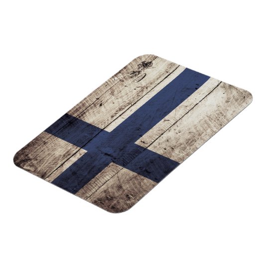 Finse vlag op oude houten korrels magneet (Linkerzijde)