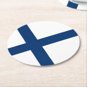 Finse vlag ronde kartonnen onderzetter (Gebogen)