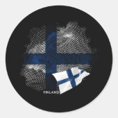 Finse vlag ronde sticker (Voorkant)