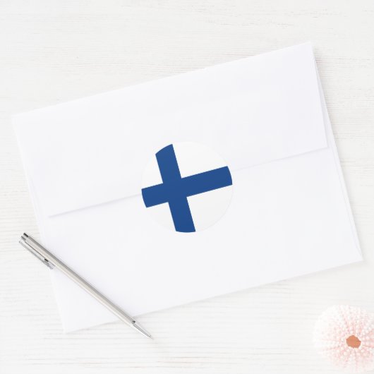 Finse vlag ronde sticker (Envelop)