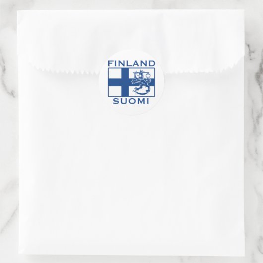 Finse vlag ronde sticker (Tas)