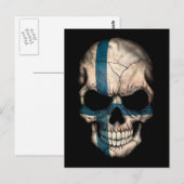 Finse vlag schedel op zwart briefkaart (Voorkant / Achterkant)