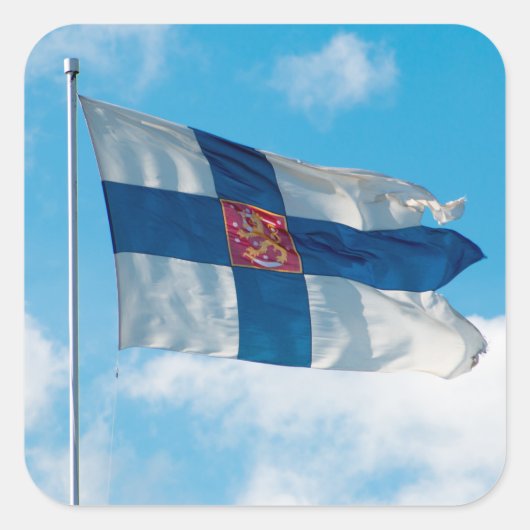 Finse vlag vierkante sticker (Voorkant)