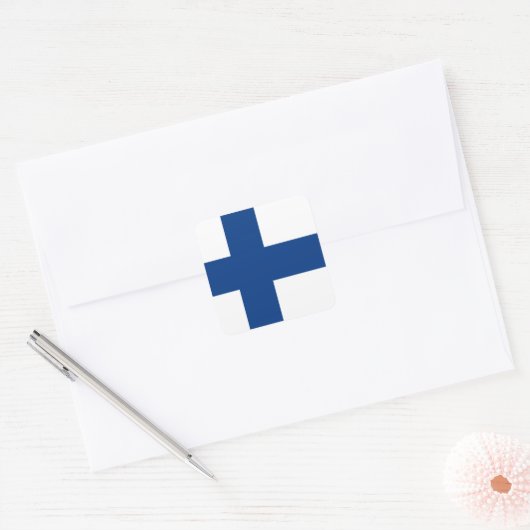 Finse vlag vierkante sticker (Envelop)