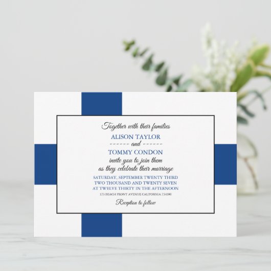 Finse vlag, vlag van Finland bruiloft Kaart (Staand voorkant)