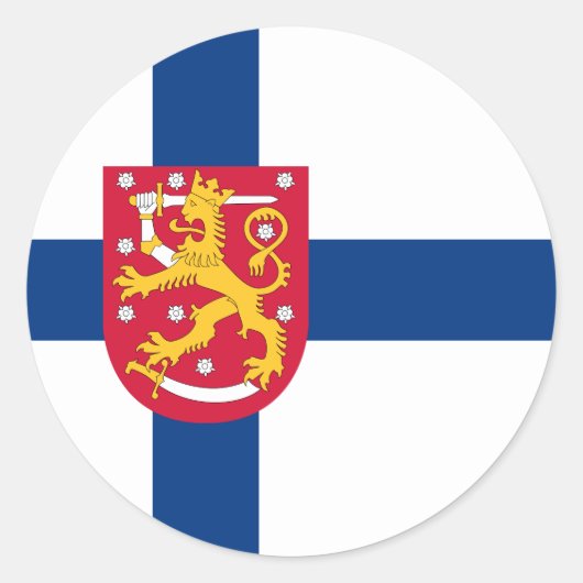 Finse vlag & wapen, vlag van Finland Ronde Sticker (Voorkant)