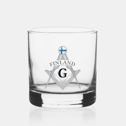 Finse vrijmetselarij teken whisky glas (Voorkant)