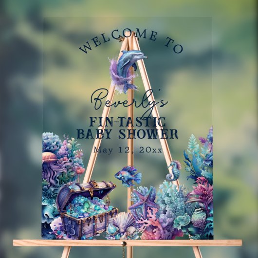 Fintastic een moderne rustieke Waterverf Baby show Acryl Bord (Neutraal)