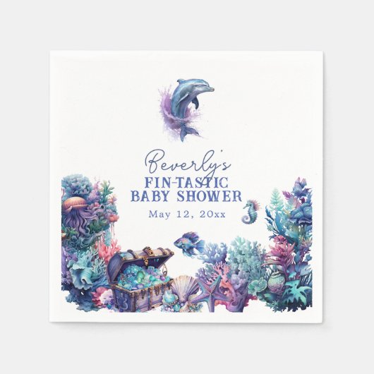 Fintastic een moderne rustieke Waterverf Baby show Servet (Voorkant)