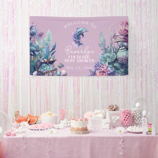 Fintastic een moderne rustieke Waterverf Baby show Spandoek (Feest)