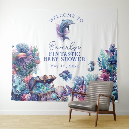 Fintastic een moderne rustieke Waterverf Baby show Wandkleed (In Situ (horizontaal))