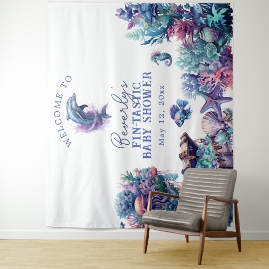 Fintastic een moderne rustieke Waterverf Baby show Wandkleed (In situ)