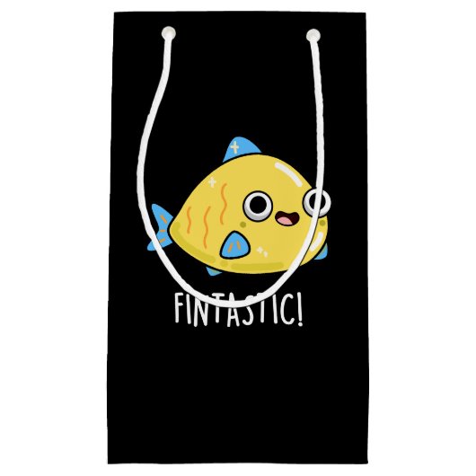 Fintastic Funny Fish Pun Dark BG Klein Cadeauzakje (Voorkant)