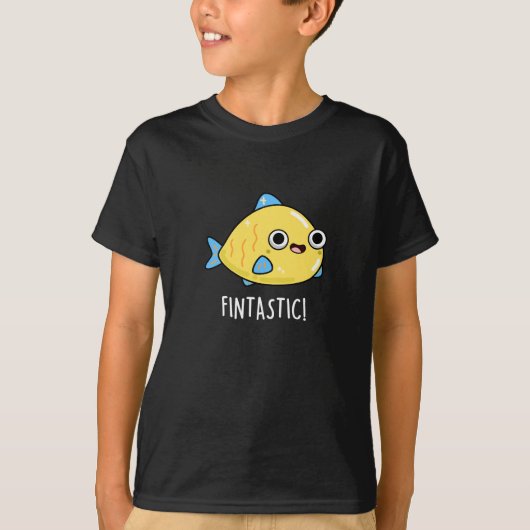 Fintastic Funny Fish Pun Dark BG T-shirt (Voorkant)