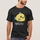 Fintastic Funny Fish Pun Dark BG T-shirt (Voorkant)