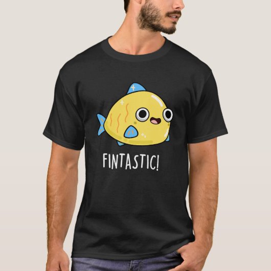 Fintastic Funny Fish Pun Dark BG T-shirt (Voorkant)