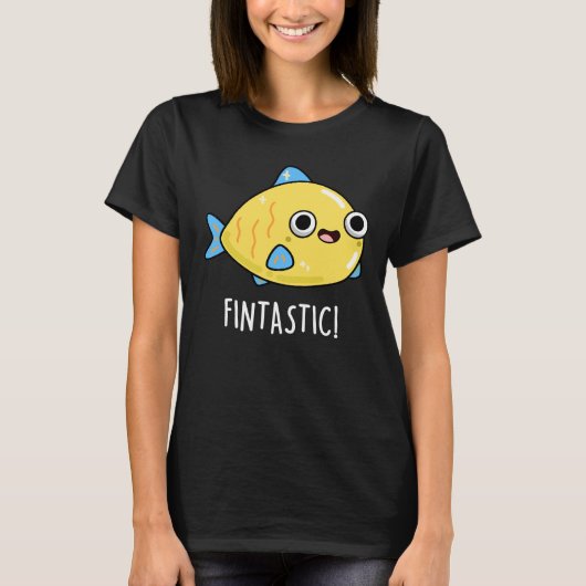 Fintastic Funny Fish Pun Dark BG T-shirt (Voorkant)