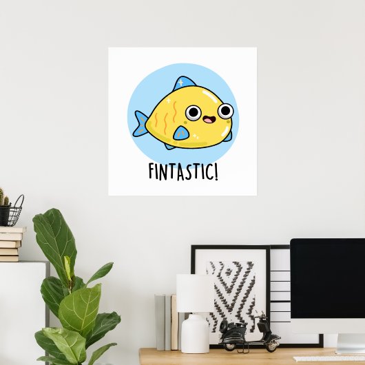 Fintastic Funny Fish Pun Poster (Thuiskantoor)
