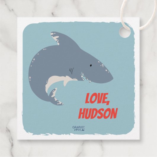 Fintastic Happy Shark Birthday Bedankt Bedankjes Labels (Achterkant)
