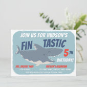 Fintastic Happy Shark Birthday Party, elke leeftij Kaart (Staand voorkant)
