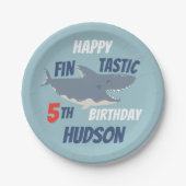 Fintastic Happy Shark Birthday Party, elke leeftij Papieren Bordje (Voorkant)