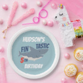 Fintastic Happy Shark Birthday Party, elke leeftij Papieren Bordje (Feest)