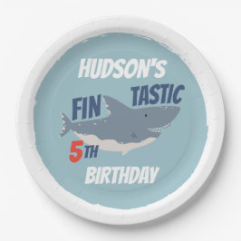 Fintastic Happy Shark Birthday Party, elke leeftij Papieren Bordje