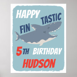 Fintastic Happy Shark Birthday Party, elke leeftij Poster